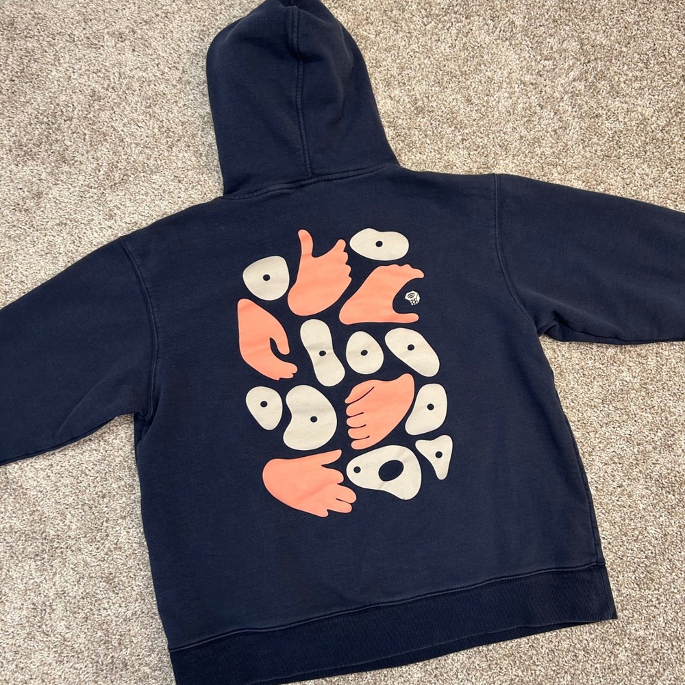 Mountain Hardwear Hand Hold Hoodie Sweatshirt Women Size Large Pullover Navy